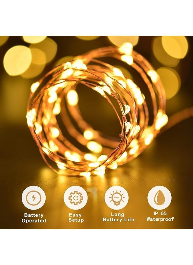 erorex 2 Pack 33Ft 100 Led Fairy Lights Battery Operated Waterproof Twinkle String Lights Copper Wire Dimmable Firefly Lights With Remote Control Timer Warm White  - Image 2