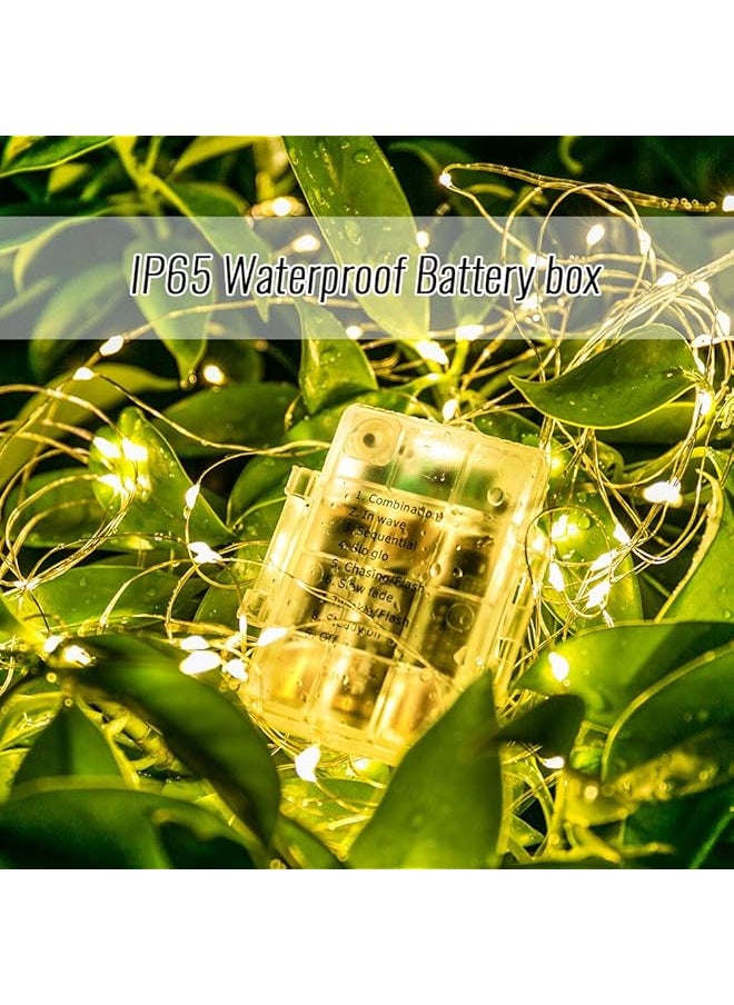 erorex 2 Pack 33Ft 100 Led Fairy Lights Battery Operated Waterproof Twinkle String Lights Copper Wire Dimmable Firefly Lights With Remote Control Timer Warm White  - Image 3