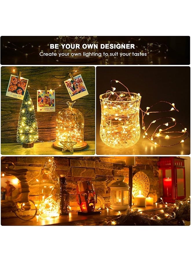 erorex 2 Pack 33Ft 100 Led Fairy Lights Battery Operated Waterproof Twinkle String Lights Copper Wire Dimmable Firefly Lights With Remote Control Timer Warm White  - Image 5