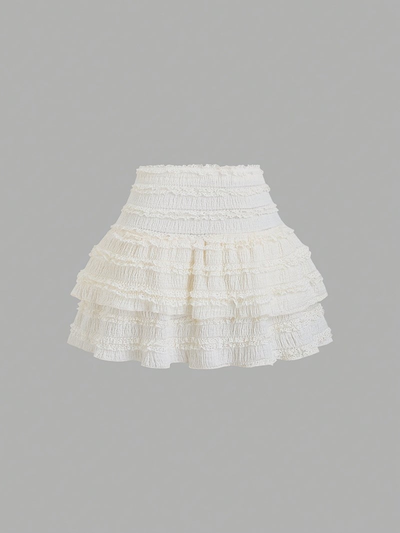 Women's Sexy Asymmetrical Hem Short Top And Ruffled Mini Skirt Set - Image 5