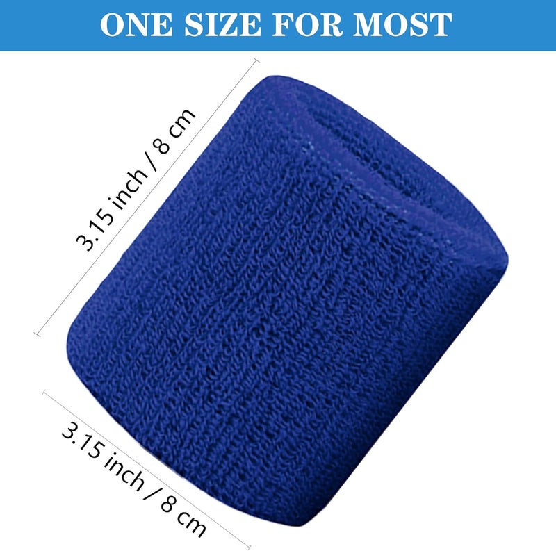 IMAGERIO 8 Pack Wrist Sweatbands Tennis Wrist Bands Absorbent Sweat Band for Men and Women, Breathable Cotton Sweatbands for Working Out, Football, Basketball, Running Athletic Sports - Image 2