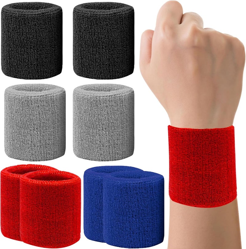 IMAGERIO 8 Pack Wrist Sweatbands Tennis Wrist Bands Absorbent Sweat Band for Men and Women, Breathable Cotton Sweatbands for Working Out, Football, Basketball, Running Athletic Sports - Image 1