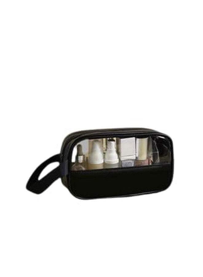 HIMART Multipurpose Transparent Toiletry Hand Bag For Women & Men Travel Pouch Makeup Cosmetictravel Organizer Pouch. (Small, Black), 10 CM - Image 1