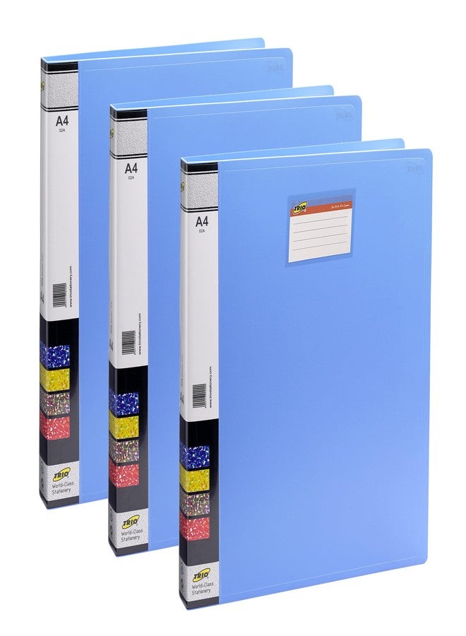 تريو مجموعة من 3 حافظات ملفات للمستندات بحجم A4، حافظة حلقية، ملف مشروع، أوراق واجبات، شهادات، منظم مستندات - عبوة من 3 قطع، أزرق - Image 1