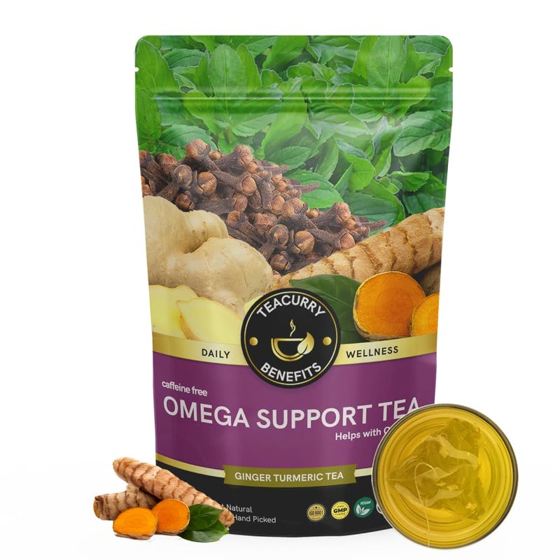 Teacurry Omega Support Tea (1 Month Pack | 100 gram Loose) - Powerful Vegan Blend, Rich in Omega 3 for Joints, Hair, Eyes and Brain - Image 1