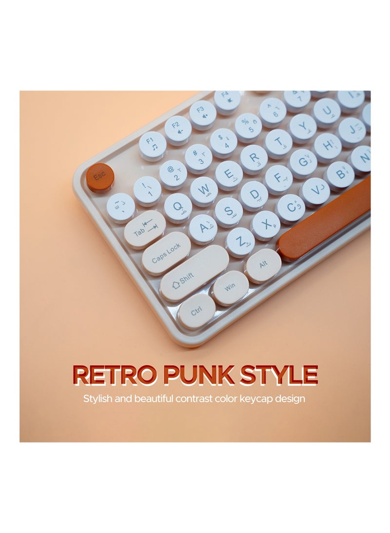 arizone K92 Fashion Punk Wired Keyboard – Retro Style, English/Arabic White - Image 4