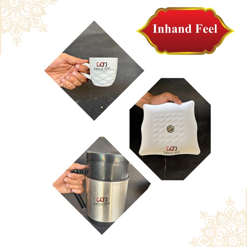 Salvus APP SOLUTIONS Kettle Set with 6 Cups and 2 Snack Plates: Elegant Tea Serving Ensemble (White),Diwali Gifts - Image 3