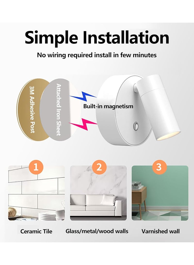 Wireless SpotLights Indoor with Remote, Magnetic Bedside Reading Wireless Spotlight, Battery Operated, Neutral Light 4000K, 3 Color Dimmable, Stick on Wall Light for Plant Artwork, Reading  - Image 2