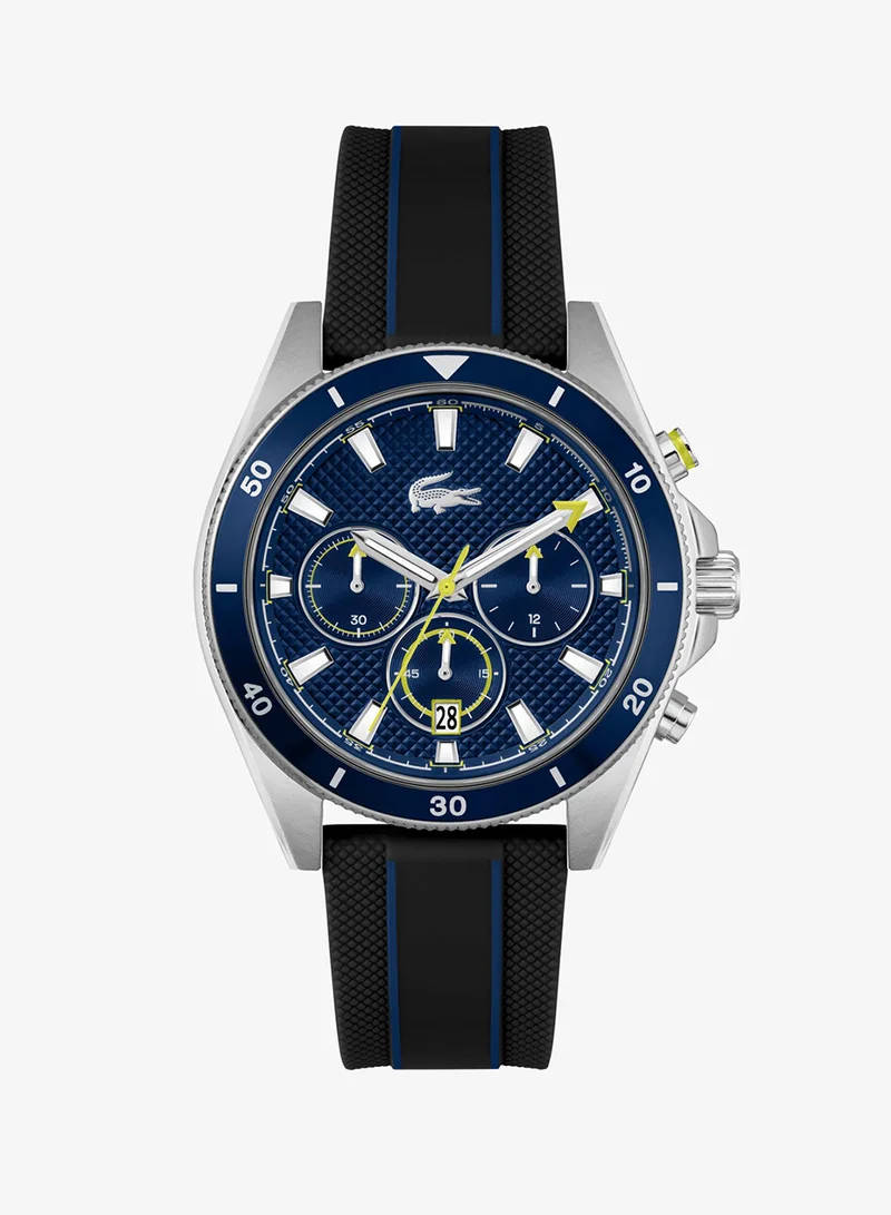 Lacoste Mainsail Collection Chronograph Quartz Watch For Men With Black Silicone Bracelet - 2011361