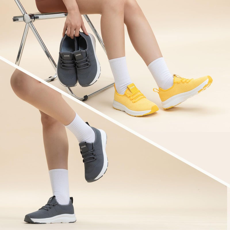 ZOVE Wide Toe Box Shoes Women Extra Wide Width Sneakers Ultra Light Road Running Shoes Non-Slip Tennis Sneakers Breathable Walking Athletic 8803 Yellow 38 - Image 2