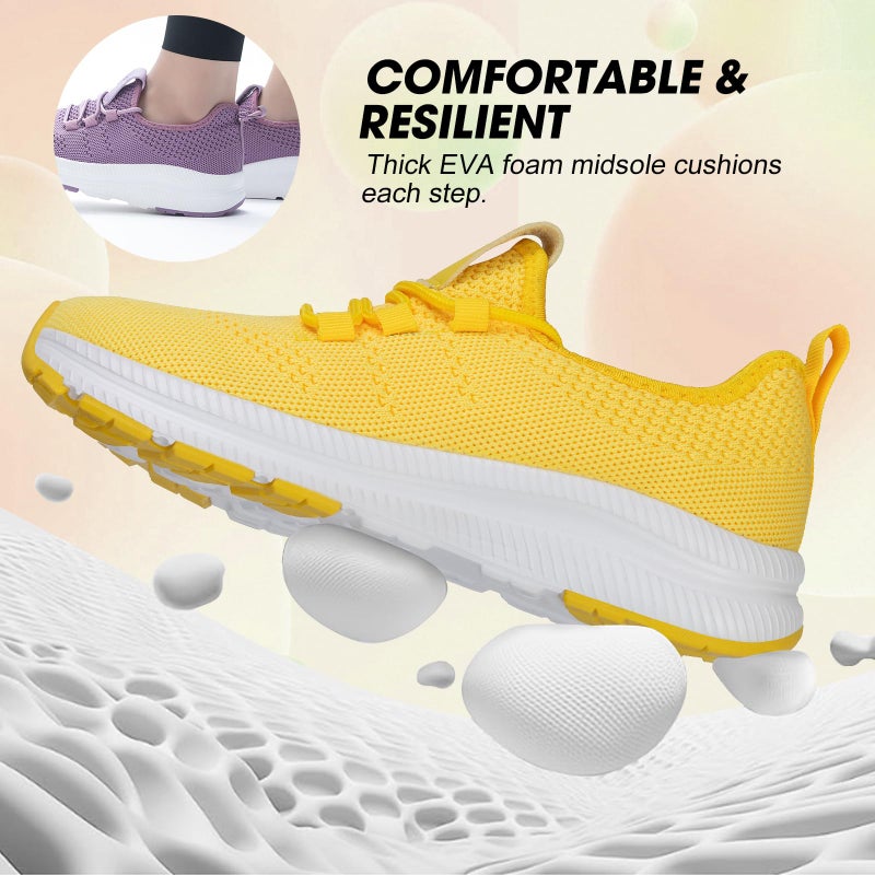 ZOVE Wide Toe Box Shoes Women Extra Wide Width Sneakers Ultra Light Road Running Shoes Non-Slip Tennis Sneakers Breathable Walking Athletic 8803 Yellow 38 - Image 4