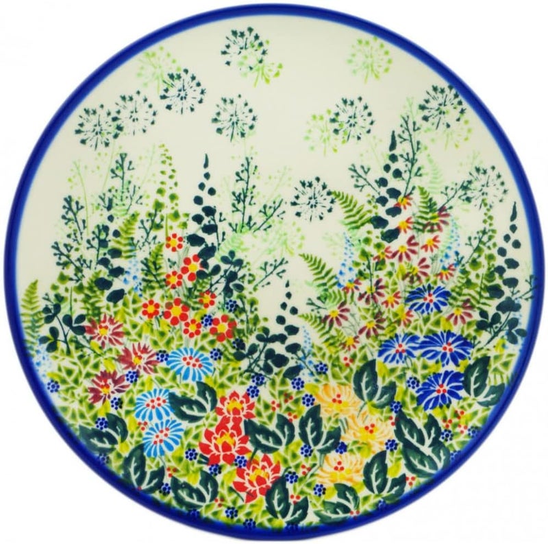 Polmedia Polish Pottery طبق غداء 10 بوصة من الفخار البولندي - موضوع الحياة الجديدة - توقيع UNIKAT - شهادة الأصالة - Image 1