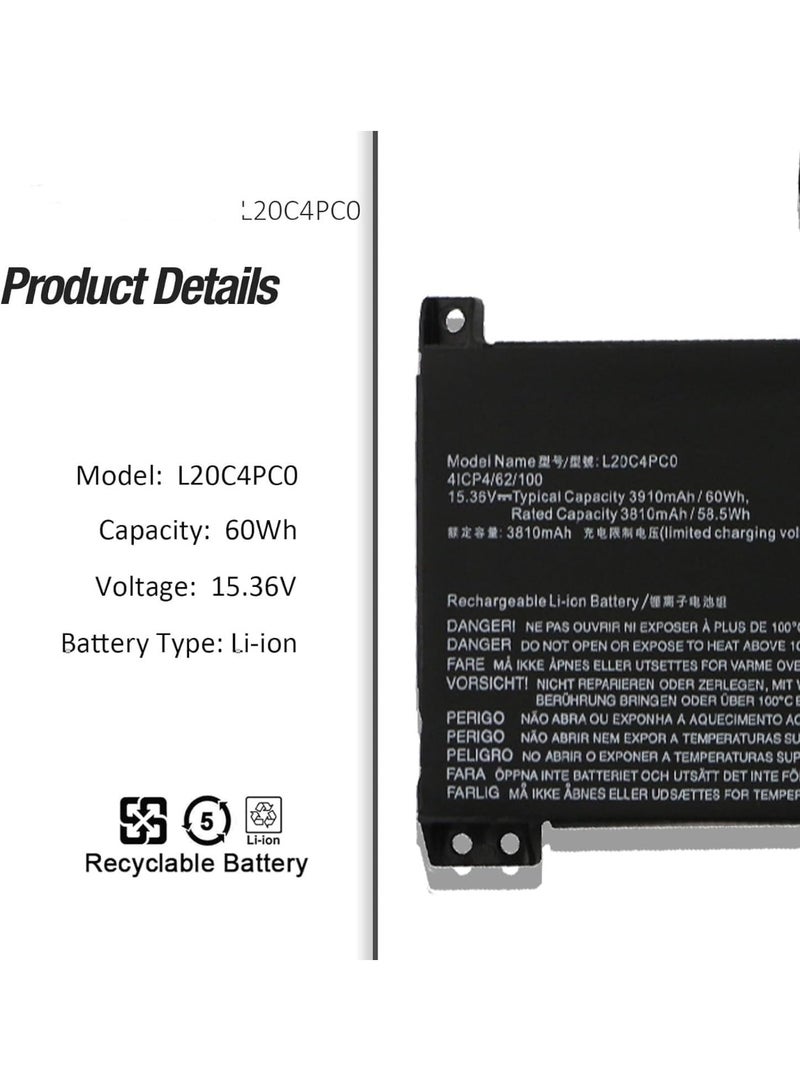 Terabyte بطارية متوافقة L20C4PC0 L20M4PC0 L20D4PC0 لجهاز Lenovo 3-15ACH6 82K2 Legion 5-15ACH6 5-15ACH6A 5-15ACH6H 5-15ITH6 5-15ITH6H 5-15IAH7 5-15IAH7H 82JW 82NW 82JU 82JK 82JH 82RC 82RB - Image 4