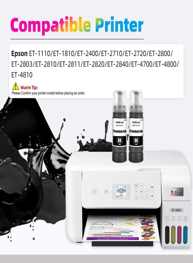 EXCERCUS T522 522 Ink Refill Bottles Compatible for Ecotank ET-2760 ET-4760 ET-2750 ET-2720 ET-3760 ET-2850 ET-15000 ET-2800 ET-4700 ST-4000 ST-2000 ET-3710 ET4810 ET-3850 Printer (2BK) - Image 2