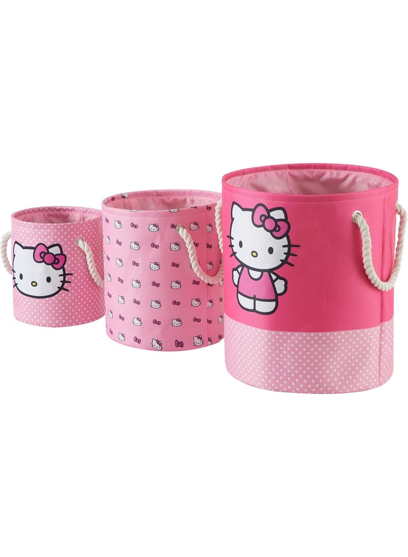 Idea Nuova Sanrio Hello Kitty Piece Fabric Storage Basket Set, Pink  Nestable Toy Storage Bins with Rope Handles â€“ Kids Bedroom Nursery  Organizer