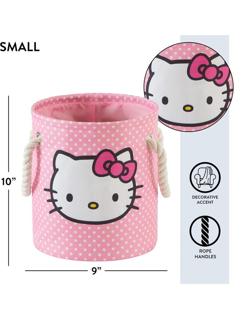Idea Nuova مجموعة سلال تخزين قماشية من آيديا نوفا سانريو هالو كيتي 3 قطع، صناديق تخزين ألعاب قابلة للتداخل باللون الوردي مع مقابض حبل - منظم لغرفة الأطفال و nursery - Image 5