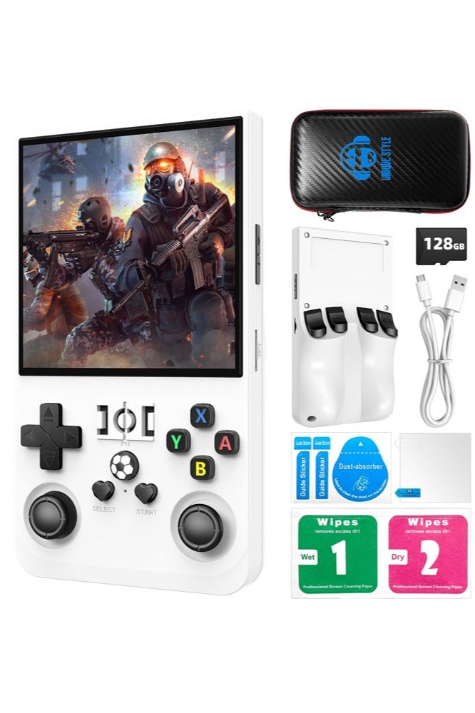 Joshberg R36MAX Retro Handheld Game Console,128GB Built-in 22,000+ Classic Games,Portable Open Source Linux System,4.0-inch 4K HD IPS Screen & Video Player (White 128G) - Image 1