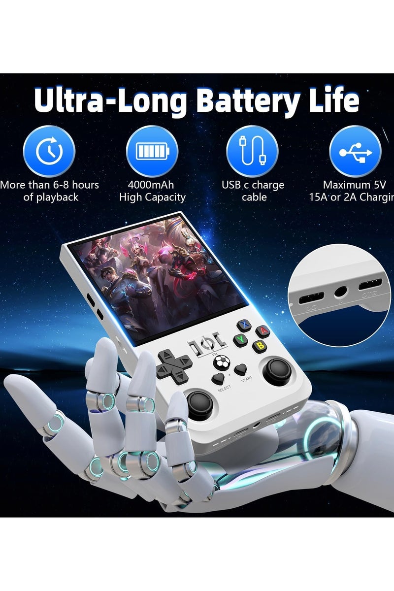 Joshberg R36MAX Retro Handheld Game Console,128GB Built-in 22,000+ Classic Games,Portable Open Source Linux System,4.0-inch 4K HD IPS Screen & Video Player (White 128G) - Image 3