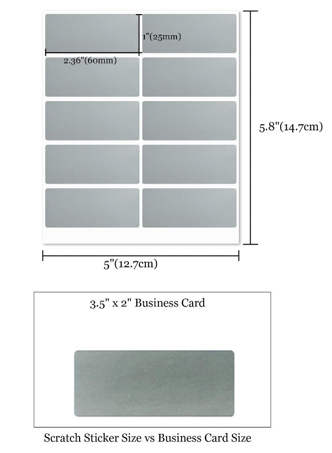 Topleo 300PCS(30Sheets) Scratch Off Stickers Labels - Rectangle, Gray, 60mm x 25mm Self-Adhesive Easy to Peel and Stick for DIY Wedding Party Games Fundraisers Promotions - Image 2