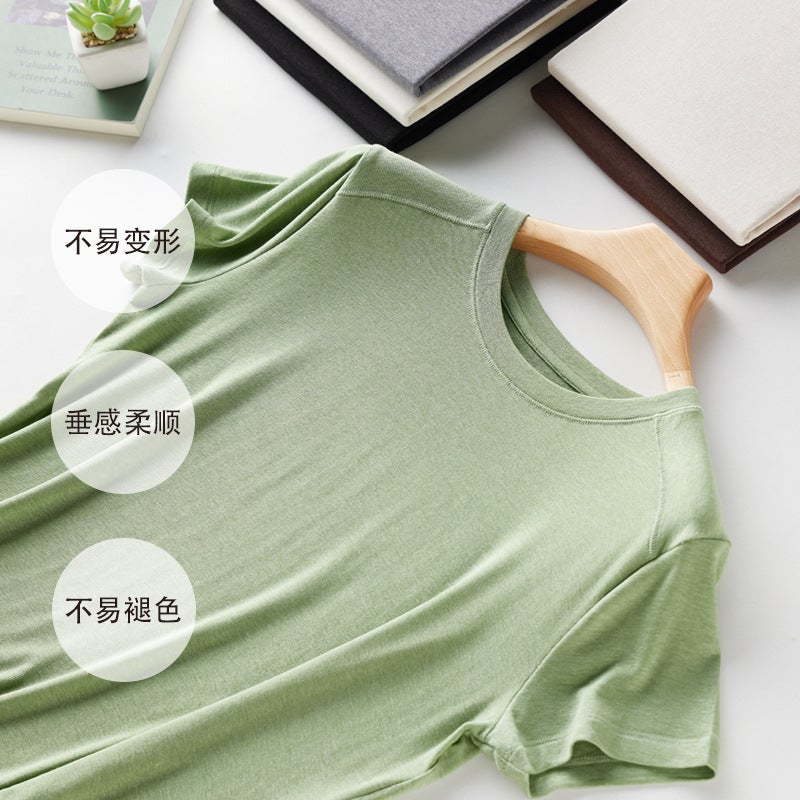 Tencel Acetate Slim-fit T-shirt All-match Fashionable Top CHAO Soft Waxy Skin-friendly 2024 Summer Women''s Short-sleeve Shoulder - Image 3
