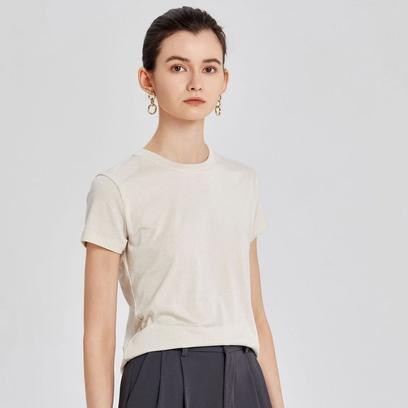 Tencel Acetate Slim-fit T-shirt All-match Fashionable Top CHAO Soft Waxy Skin-friendly 2024 Summer Women''s Short-sleeve Shoulder - Image 5