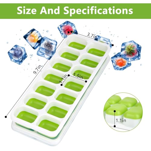 Carrot - Ice Cube Trays, Silicone Easy-Release and Flexible 14-Ice Cubes Mould with Spill-Resistant Removable Lid, BPA Free, Durable and Dishwasher Safe (Pack of 3) - Image 5