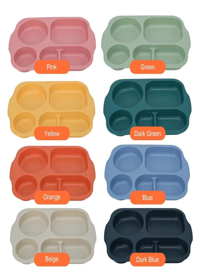 LYHLYA 12-Inch Unbreakable Divided Plates, 8-Pack Microwave & Dishwasher Safe Wheat Straw Plates, BPA-Free, 5-Compartment Portion Control Plates, Durable Dinnerware - Image 4
