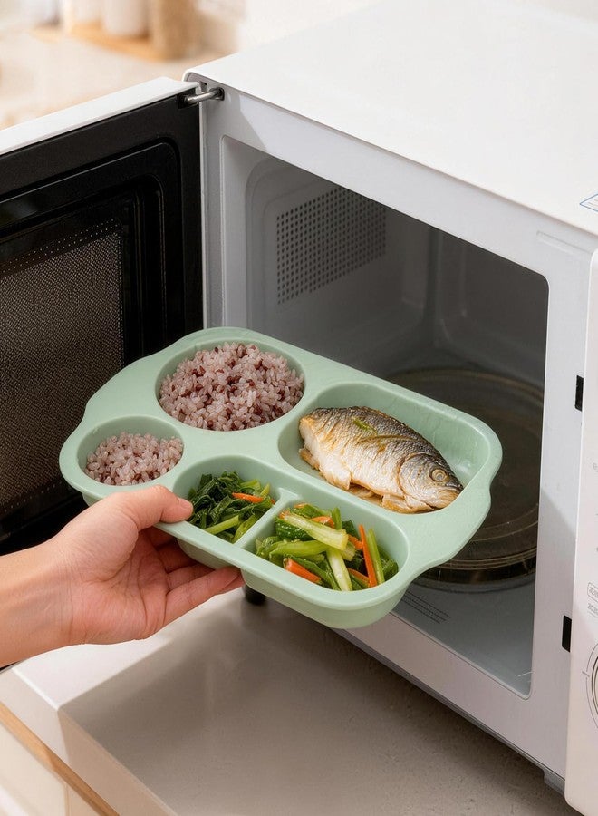 LYHLYA 12-Inch Unbreakable Divided Plates, 8-Pack Microwave & Dishwasher Safe Wheat Straw Plates, BPA-Free, 5-Compartment Portion Control Plates, Durable Dinnerware - Image 5