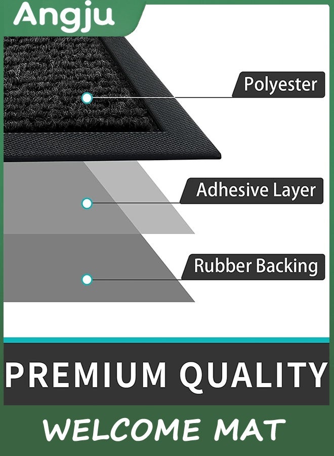 انججو ترحيب حصيرة الباب الأمامي حصيرة في الهواء الطلق, 45X75cm الباب حصيرة المدخل في الهواء الطلق, ثقيلة المهام غير الانزلاق المطاط مقاوم للماء خارج الباب حصيرة, ترحيب حصيرة في الهواء الطلق كل الطقس للمدخل, فناء, أسود رمادي - Image 5