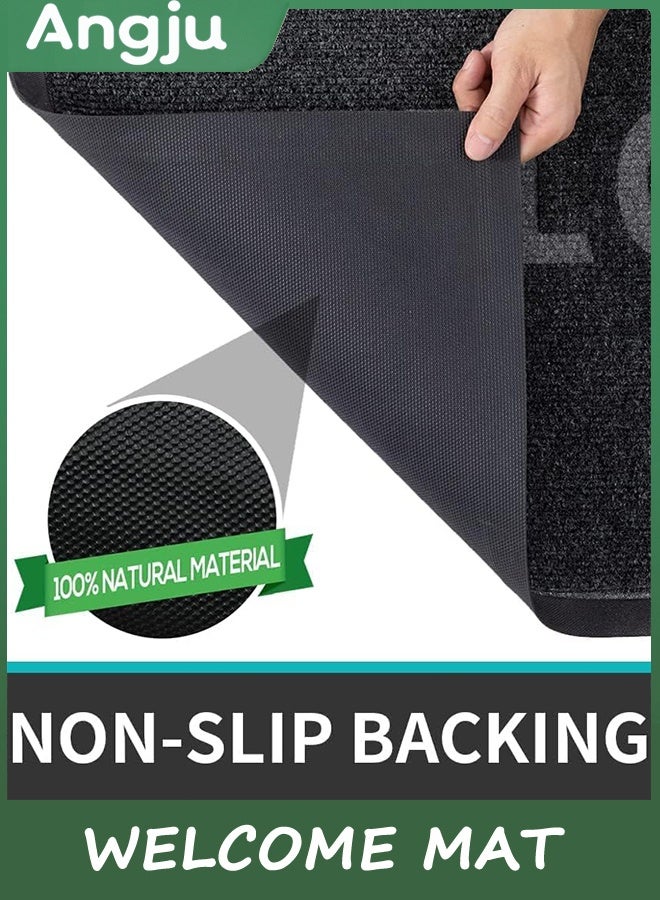 انججو ترحيب حصيرة الباب الأمامي حصيرة في الهواء الطلق, 45X75cm الباب حصيرة المدخل في الهواء الطلق, ثقيلة المهام غير الانزلاق المطاط مقاوم للماء خارج الباب حصيرة, ترحيب حصيرة في الهواء الطلق كل الطقس للمدخل, فناء, أسود رمادي - Image 4