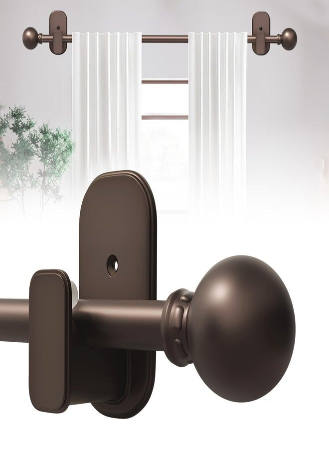TKZTKZ Curtain Rods No Drilling for Windows 18 to 28 Inch:No Drill Small Bronze Curtain Rod with Adhesive Brackets for Bedroom,5/8" Apartment Renter Friendly Adjustable Drapery Rods Easy Install - Image 1
