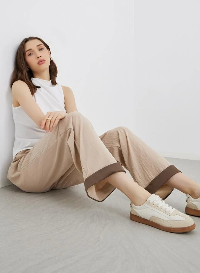 تايك تو Take Two Contrast Hem Panel Pants