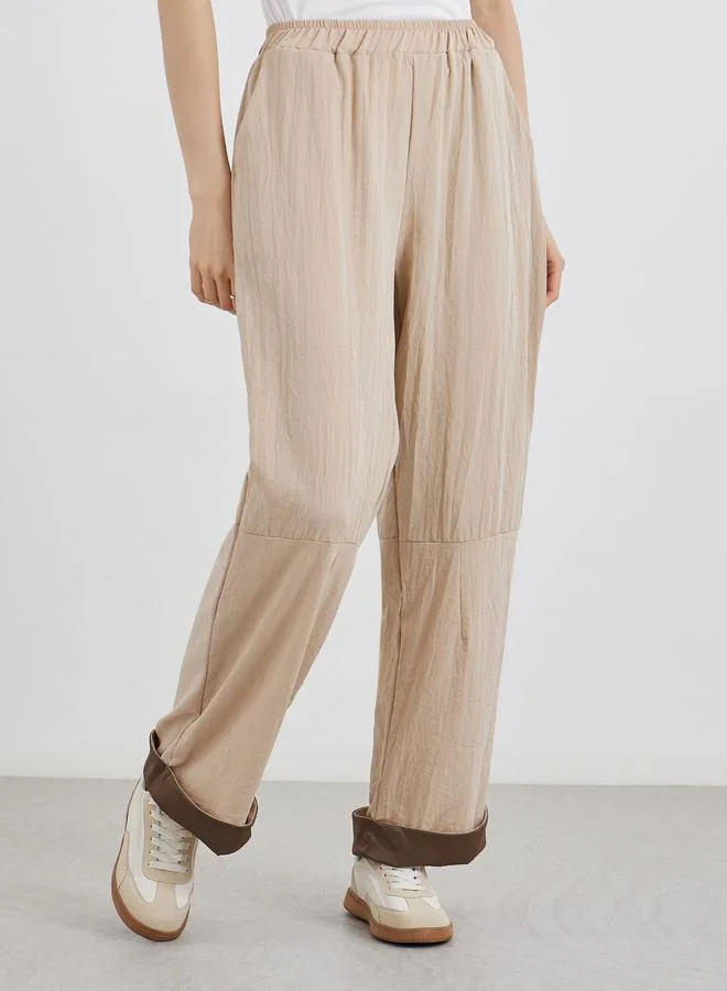 Take Two Take Two Contrast Hem Panel Pants