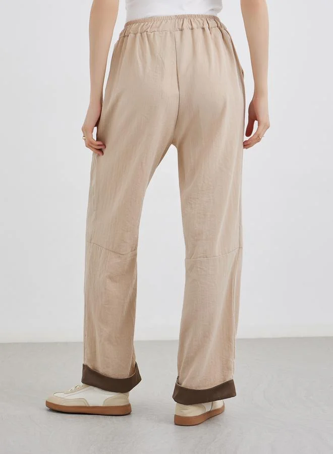Take Two Take Two Contrast Hem Panel Pants