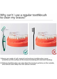 Generic Set of 4 Denture Brushes with Multi-Layered Bristles and Rubber Handle in Purple, Green, Blue, and Orange - Double-Sided Toothbrush for Denture Cleaning and Care  - Image 5