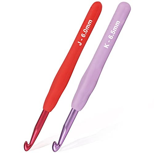 YOJOB 2Pack Size J / 6mm, K / 6.5mm Crochet Hooks, Super Smooth & Ergonomic for Beginner and Advanced (6.0mm, 6.5mm) - Image 1