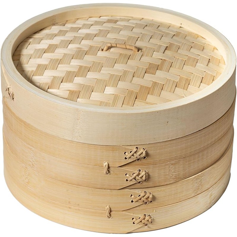 Joyce Chen 2-Tier Bamboo Steamer Baskets, 10-Inch - Image 1