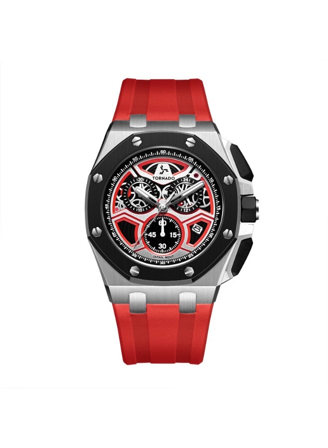 TORNADO Men's High Quality Flexible And Durable Silicone Chronograph Watch T25103-SSRRB - 43mm mm - Image 1