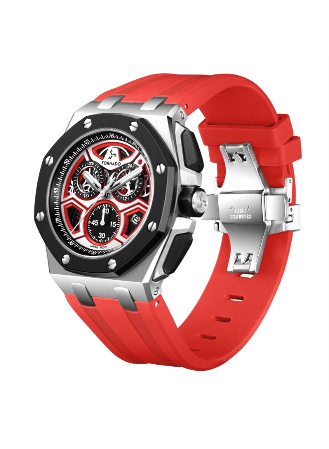 TORNADO Men's High Quality Flexible And Durable Silicone Chronograph Watch T25103-SSRRB - 43mm mm - Image 2
