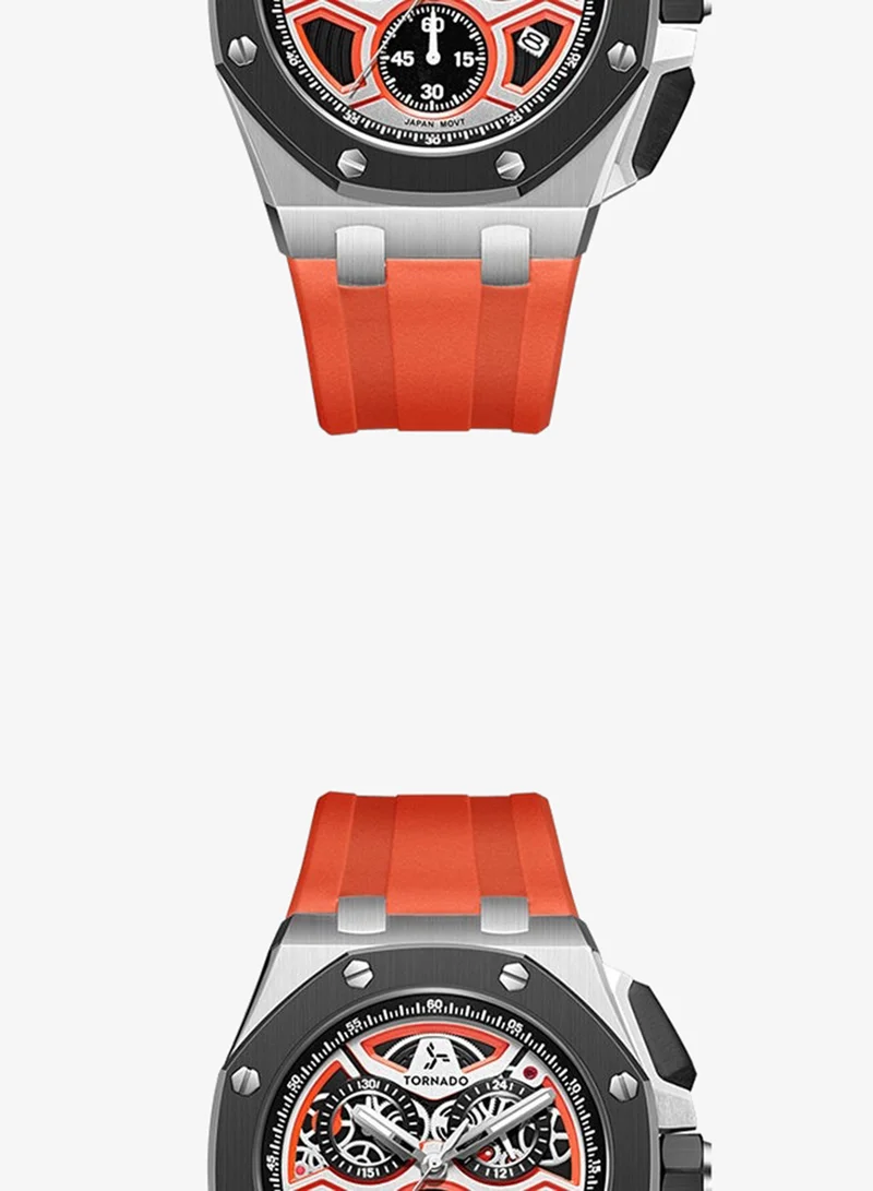 Tornado  Men's High Quality Flexible And Durable Silicone Chronograph Watch T25103-SSRRB - 43mm mm for Men | Best Price UAE