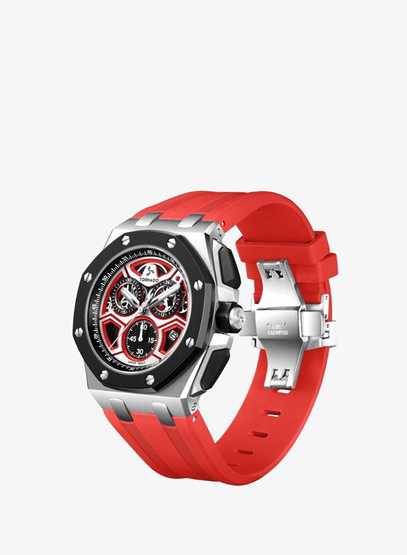 TORNADO Men's High Quality Flexible And Durable Silicone Chronograph Watch T25103-SSRRB - 43mm mm - Image 2