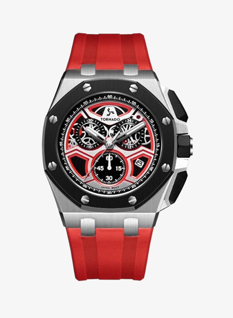 TORNADO Men's High Quality Flexible And Durable Silicone Chronograph Watch T25103-SSRRB - 43mm mm - Image 1