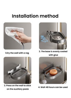 KASTWAVE Soap Box, Home Wall Mounted,Keep Your Soap Organized,Perforated Free Creative soap Box,Space Aluminum wash Basin, soap Rack -Packs of White soap Dish  - Image 5