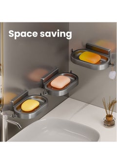KASTWAVE Soap Box, Home Wall Mounted,Keep Your Soap Organized,Perforated Free Creative soap Box,Space Aluminum wash Basin, soap Rack -Packs of White soap Dish  - Image 4