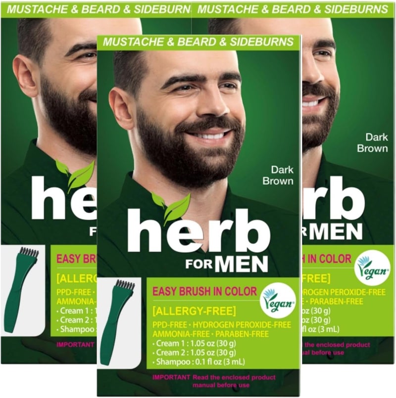 Herb Speedy Herb for Men Mustache & Beard Dye (Dark Brown, 1 Pack) - Image 1