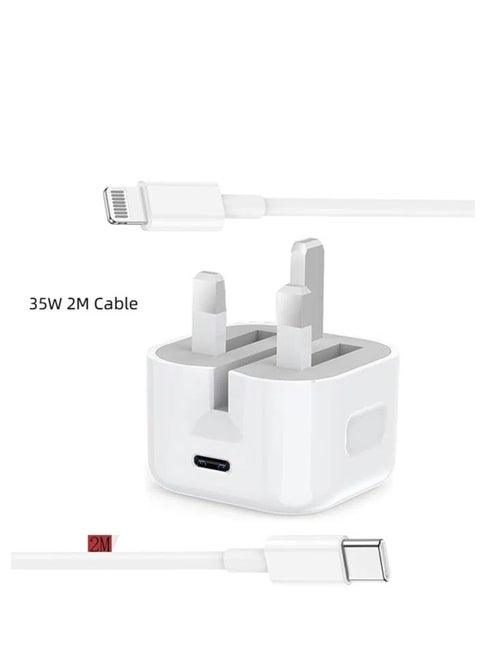 Suitable for iPhone 20W PD fast charger, Type-C power block wall charger plug adapter, 2M USB-C to Lightning cable (suitable for 14 13 12 11 Pro Mini XS XR X, iPad, AirPod)
