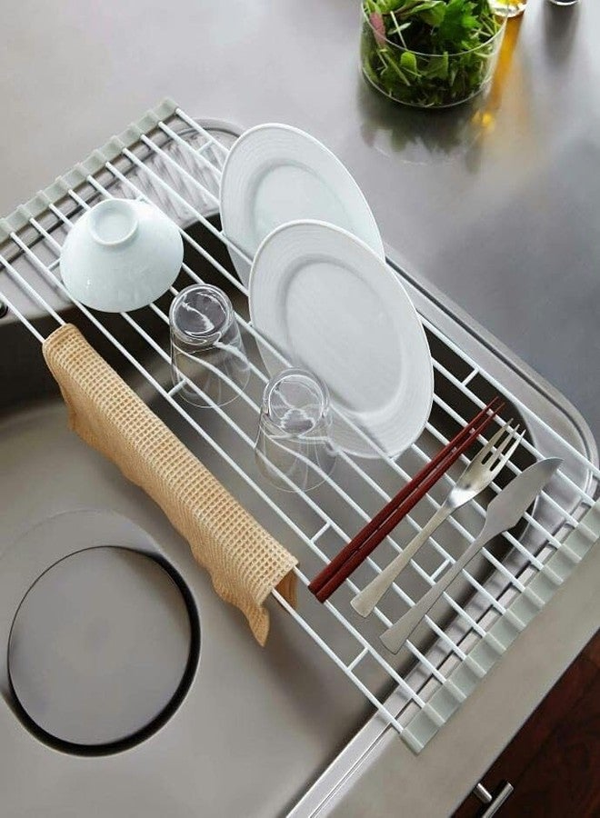 SCILLA Stainless Steel Sink Folding Vegetable Fruit and Dish Drying Drain Rack, Stainless Steel Roll-Up Over Sink Rack Kitchen Foldable Drying Drainer(Multicolor) (45CM) - Image 2