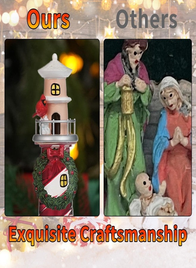 PestiLite 12" Lighthouse Christmas Snow Globes, Light Up Glitter Globe with Cardinal Wreath 6H Time,Red Bird Christmas Snow Globe Gifts for Christmas Decorations - Image 5