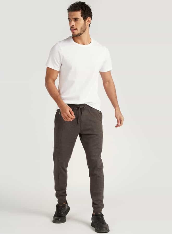 Iconic Slim Fit Textured Crew Neck T-shirt with Short Sleeves - Image 2