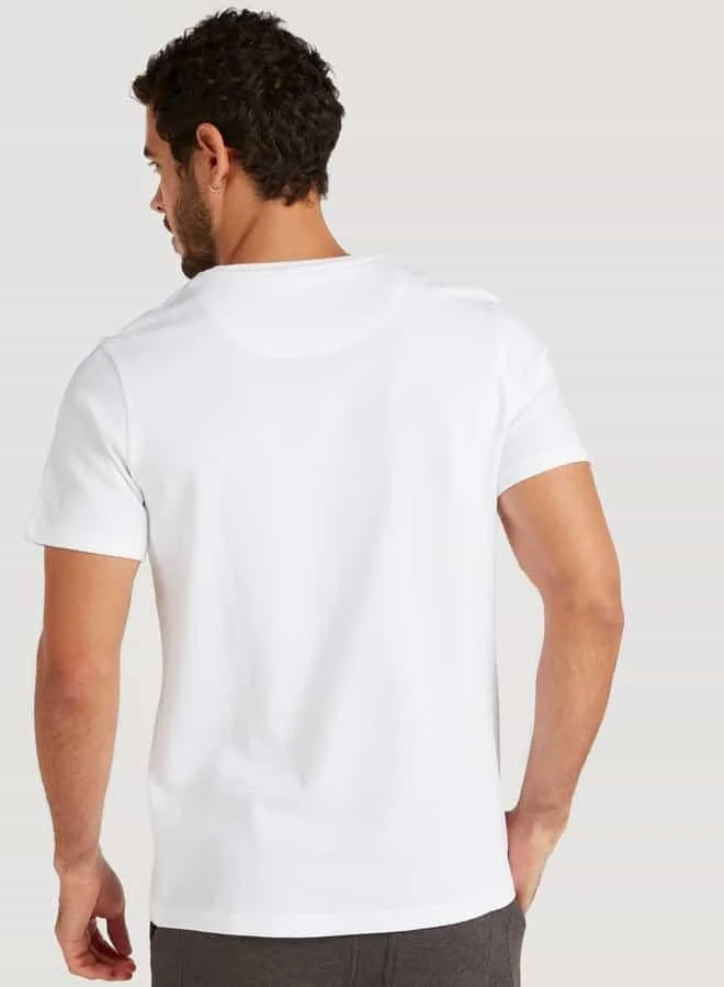Iconic Iconic Slim Fit Textured Crew Neck T-shirt with Short Sleeves